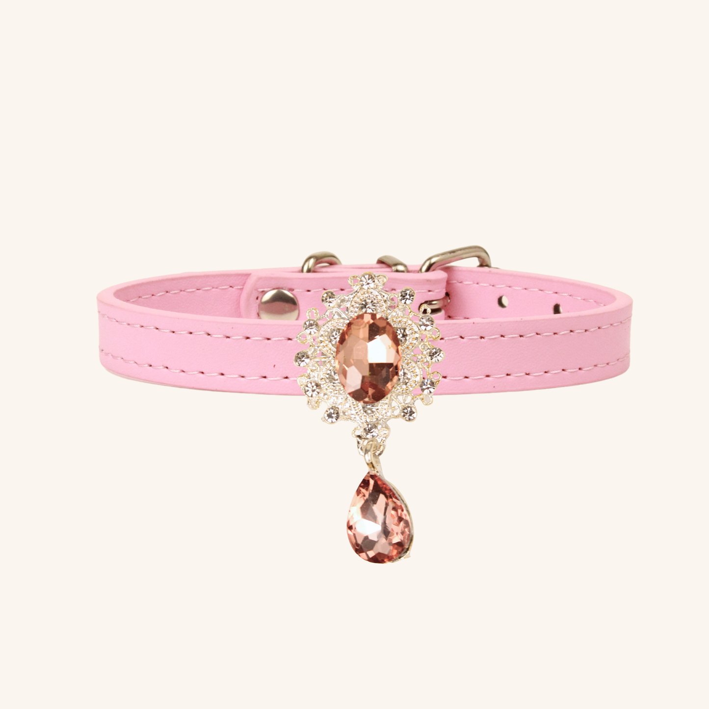 Pink Luxury Cat Collar with Interchangeable Gem Charms