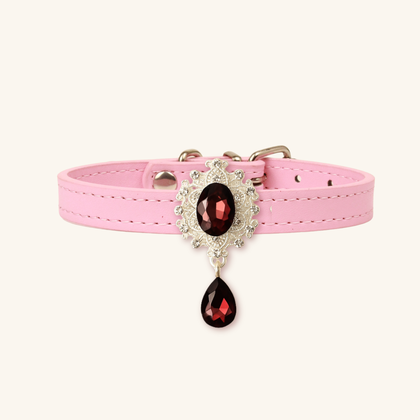 Pink Luxury Cat Collar with Interchangeable Gem Charms