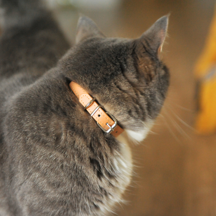 MoriCat Premium Vegan Leather Beige Cat Collar