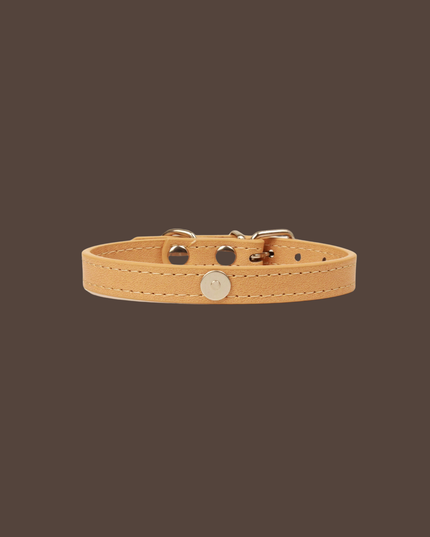 MoriCat Premium Vegan Leather Beige Cat Collar