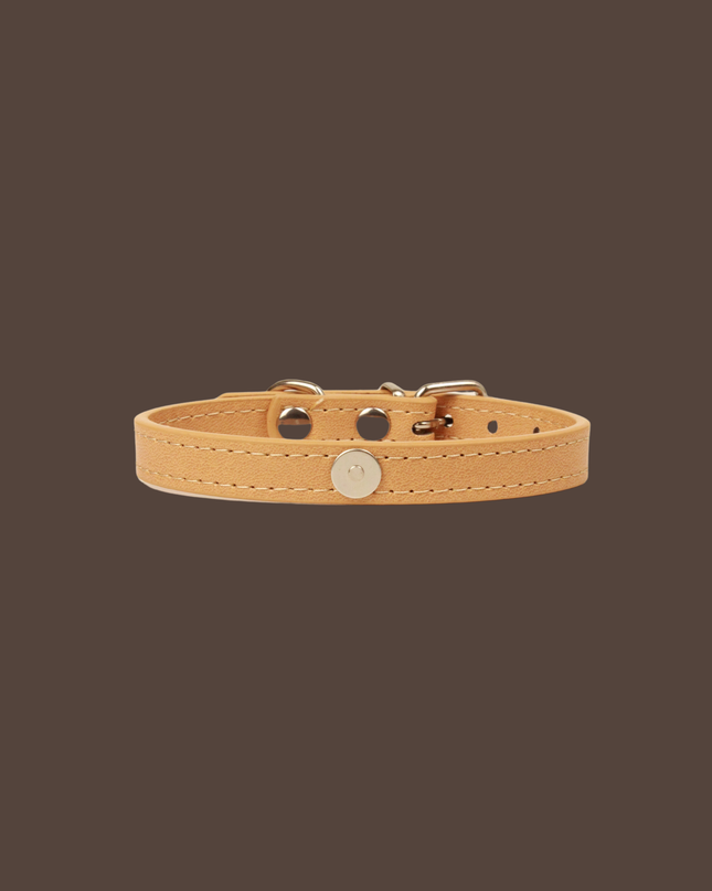 MoriCat Premium Vegan Leather Beige Cat Collar