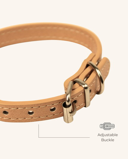 MoriCat Premium Vegan Leather Beige Cat Collar