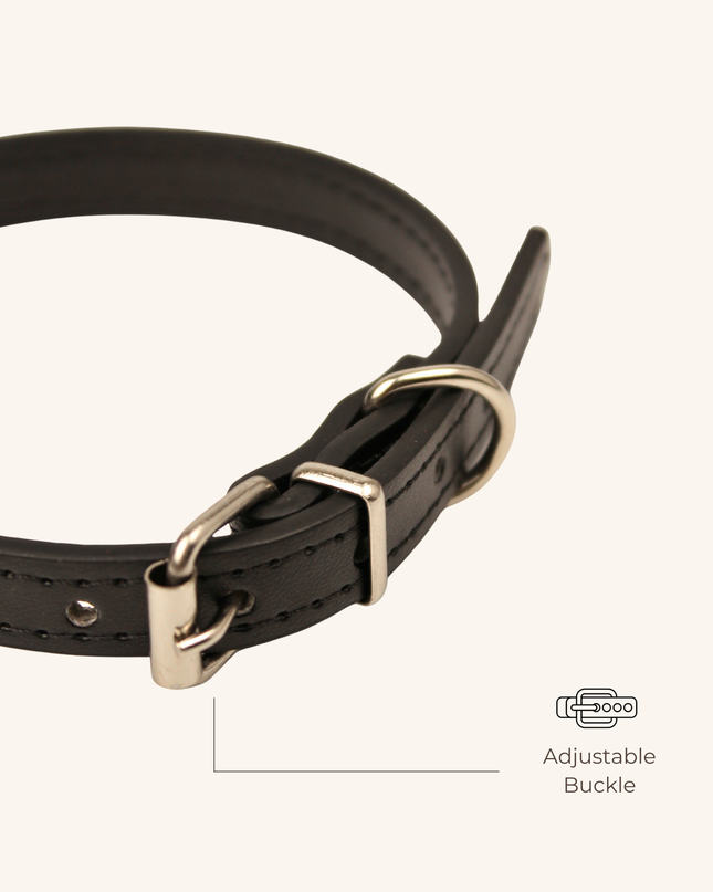 MoriCat Premium Vegan Leather Black Cat Collar