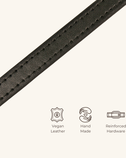 MoriCat Premium Vegan Leather Black Cat Collar