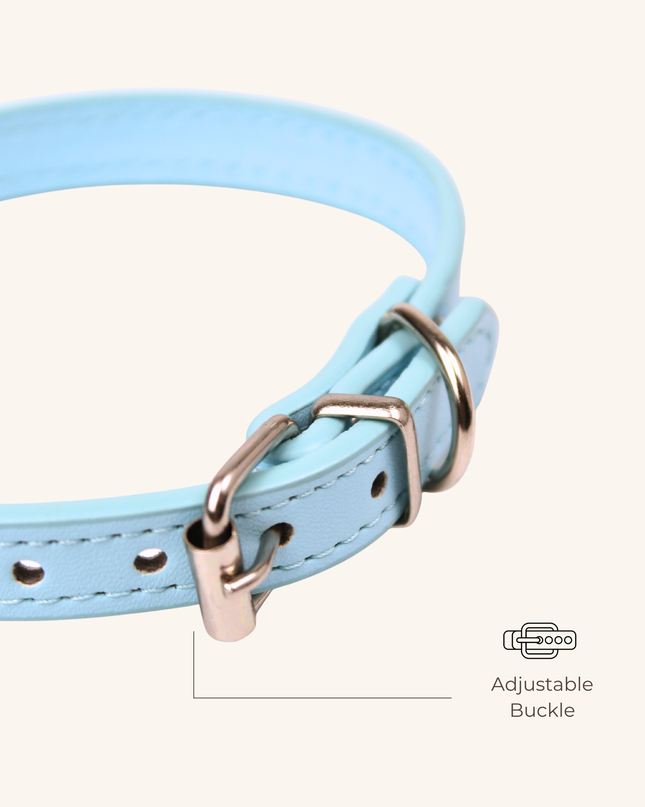 MoriCat Premium Vegan Leather Blue Cat Collar