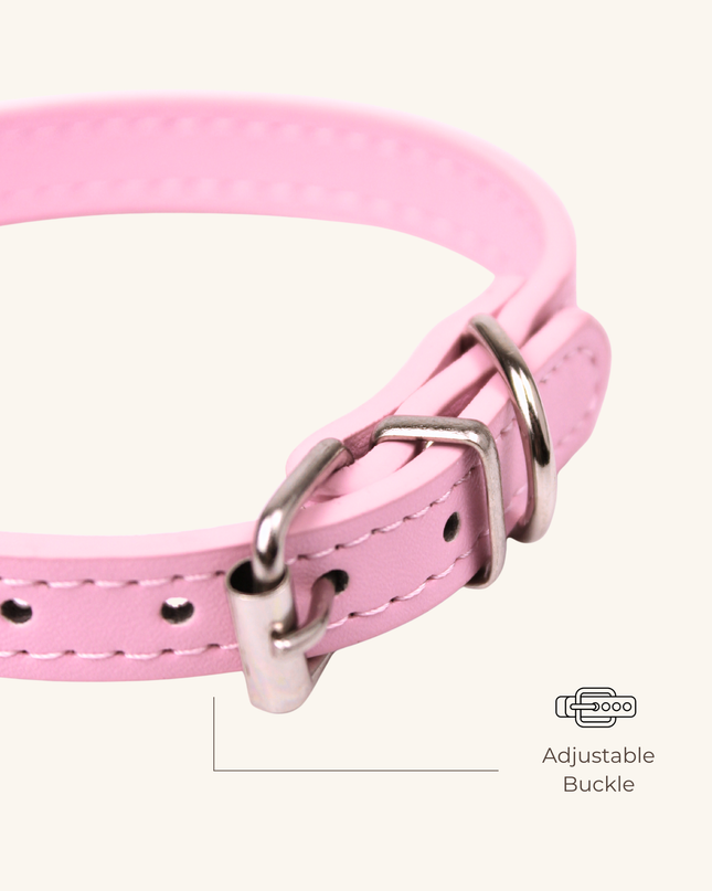 MoriCat Premium Vegan Leather Pink Cat Collar