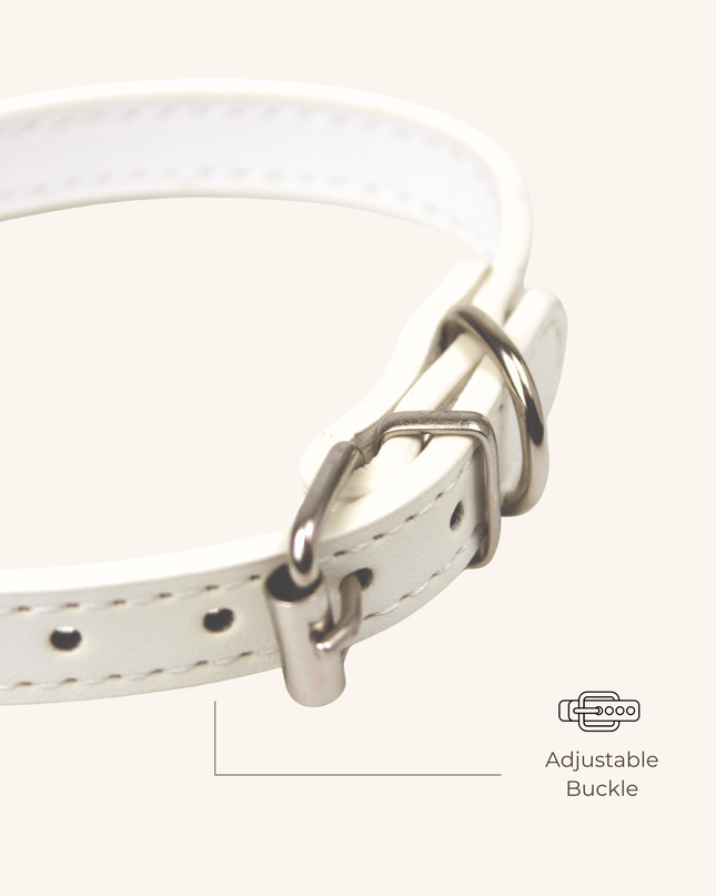 MoriCat Premium Vegan Leather White Cat Collar