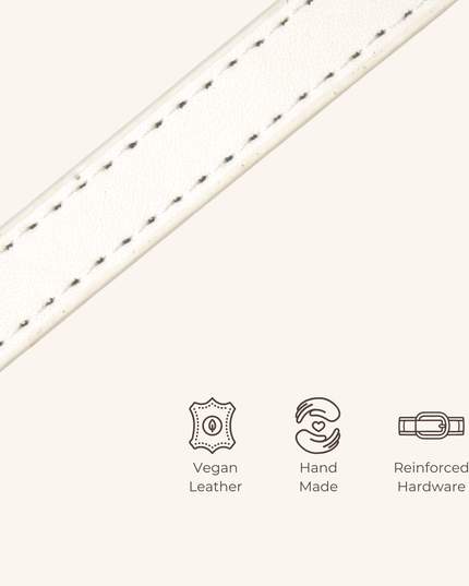 MoriCat Premium Vegan Leather White Cat Collar