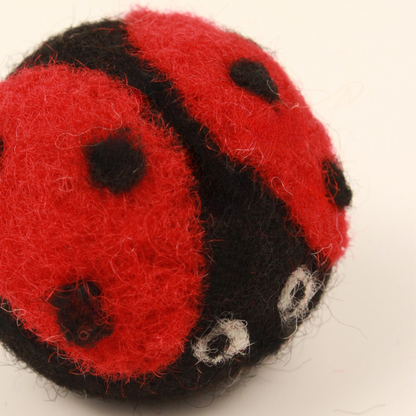Handmade Ladybug-Shape Wool Cat Toy