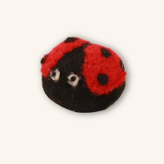 Handmade Ladybug-Shape Wool Cat Toy