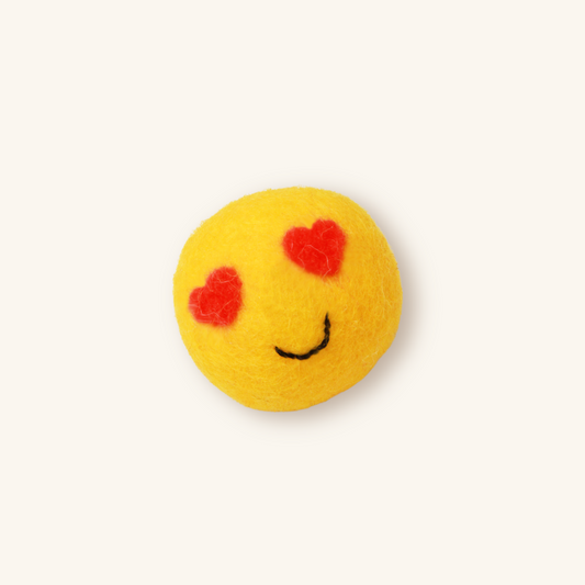 Handmade Wool Heart-Eyes Emoji Cat Toy – Limited 2025 Edition